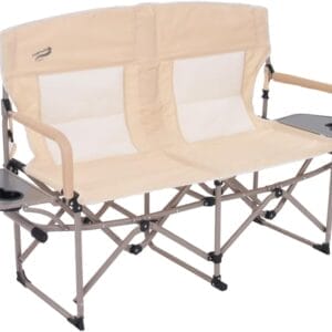 Heavy Duty Portable Folding Camping Chair for Adults with Padded | for Outdoor & Sports, Backpacking, Beach, Lawn, Hunting, Tailgating, Fishing | Supports 400 Lbs (Double, Beige)