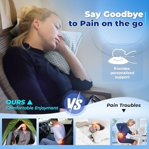 Small Cooling Shredded Memory Foam Pillow for Travel & Camping, Compressible Adjustable Gel Bed Pillow Washable Cover, Medium-Firm Contoured Support, Ideal Sleeping,Car, Airplane,Toddler, Backpacking - Image 6