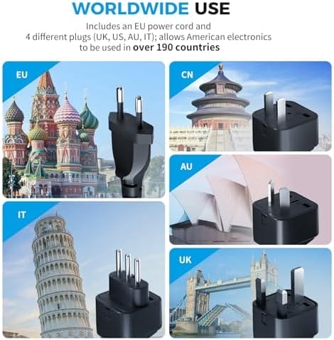 500W Pure Sine Wave Voltage Converter US to Europe, AI 220V to 110V Converter 50Hz to 60Hz Transformer for European Travel, Power Converter Adapter Combo USB-C for CPAP Hair Straightener Laptop Phone - Image 7