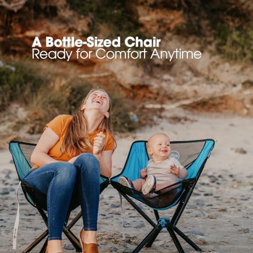 CLIQ Portable Camping Chair - Collapses to Size of Water Bottle - Lightweight Folding Chair for Camping - Outdoor Chair Supports 300 Lbs - Camp Chair Outdoor Adventures, Black - Image 2