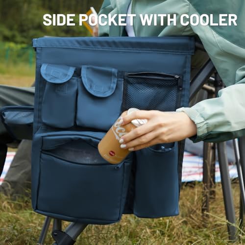 TIMBER RIDGE Oversized Folding Camping Chair High Back Heavy Duty for Adults Support up to 500lbs with Cup Holder, Side Pocket Cooler Bag - Image 7