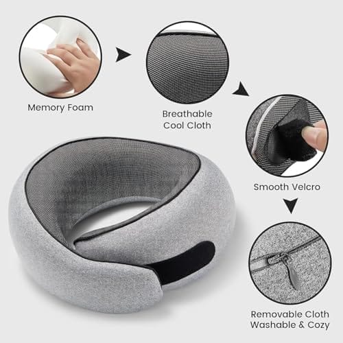 SZXYX 2024 New Travel Pillows for Airplanes, 100% Pure Memory Foam Neck Pillow For Airplanes, Comfortable Breathable Cover, 360° Support Stowable Pillows For Sleeping, Car, Airport Travel Essentials L - Image 6
