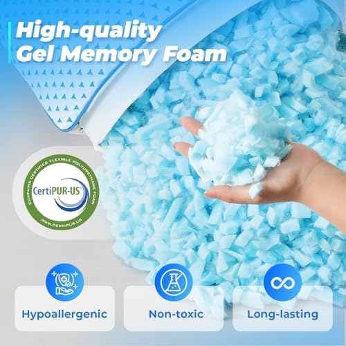 Small Cooling Shredded Memory Foam Pillow for Travel & Camping, Compressible Adjustable Gel Bed Pillow Washable Cover, Medium-Firm Contoured Support, Ideal Sleeping,Car, Airplane,Toddler, Backpacking - Image 7