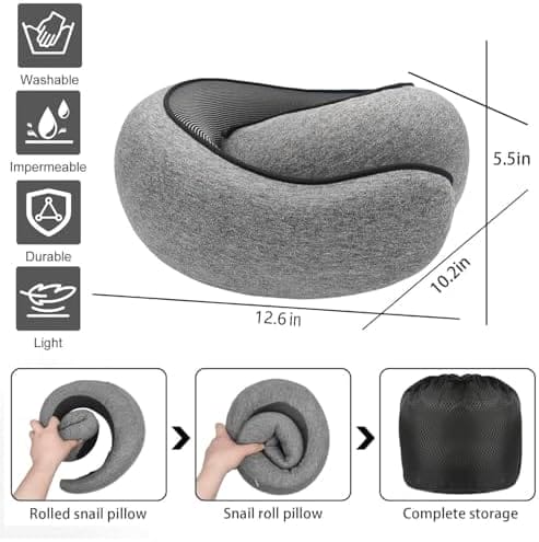 SZXYX 2024 New Travel Pillows for Airplanes, 100% Pure Memory Foam Neck Pillow For Airplanes, Comfortable Breathable Cover, 360° Support Stowable Pillows For Sleeping, Car, Airport Travel Essentials L - Image 4