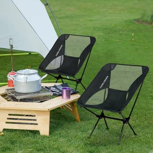 CAMEL CROWN Portable Camping Chair Lightweight Compact Folding Chair Mesh for Outdoor Camp Travel Beach Picnic Festival Hiking Backpacking Black - Image 8