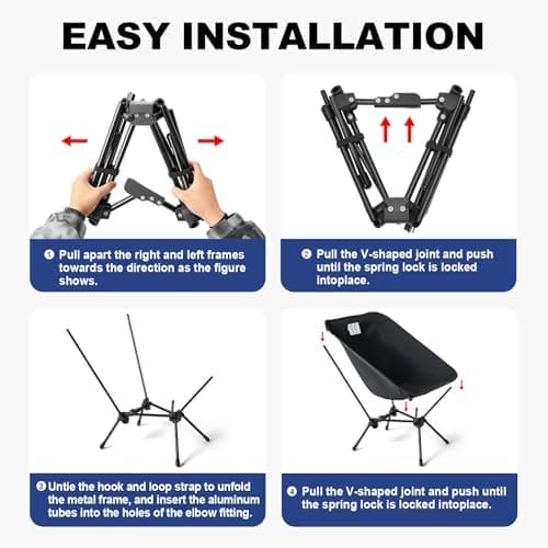 Lightweight Camping Chair, Portable Camping Chair with Carry Bag for Adults, Low Back Folding Compact Outdoor Chair for Backpacking, Hiking, Beach Garden, Picnic, and Travel (Black) - Image 6
