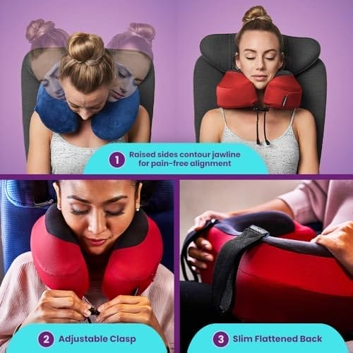 Cabeau Evolution S3 Travel Pillow – Straps to Airplane Seat – Ensures Your Head Won’t Fall Forward – Relax with Plush Memory Foam – Quick-Dry Fabric Keeps You Cool and Dry (Indigo)… - Image 3