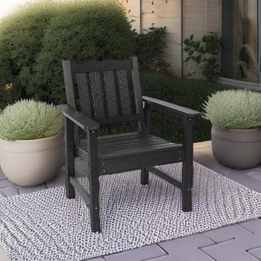 Stoog All-Weather Outdoor Chairs, Patio Dining Chair with Curved Backrest, 400 lbs Support Patio Chair, Black - Image 2