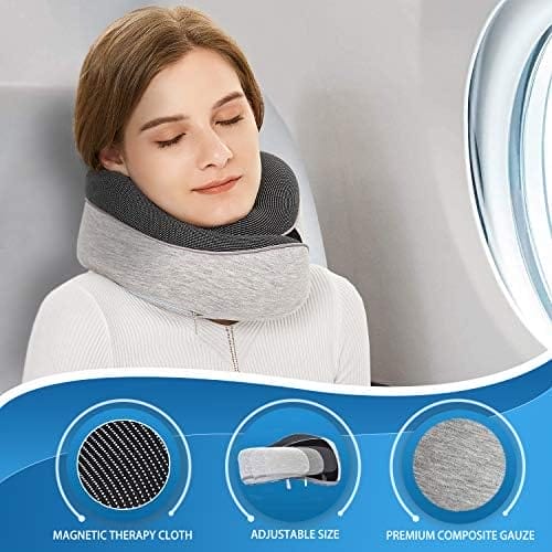 Travel Neck Pillow Chin Support Pillow Adjustable 100% Pure Memory Foam Pillow for Home, Airplanes & Car, New Ergonomic Design Soft Best Full Neck Surround Pillow Sleep (Grey) - Image 6