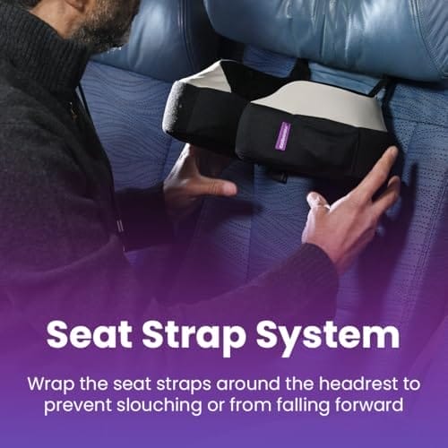 Cabeau Travel Neck Pillow for Airplanes – The Neck’s Evolution, TNE S3 – Supportive Memory Foam Design for Long Haul Flights – Attachable Seat Straps and 360° Support (Paris Lavender) - Image 5
