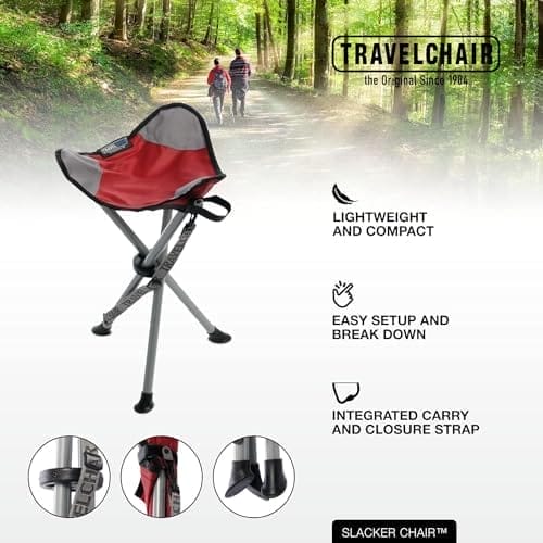 Travel Chair Slacker Tripod Chair for Camping, Lightweight Chair, Adjustable Carry Strap for Easy Transport | Oversized Duck Feet for Improved Stability | Perfect for Outdoor Adventures (Green) - Image 5