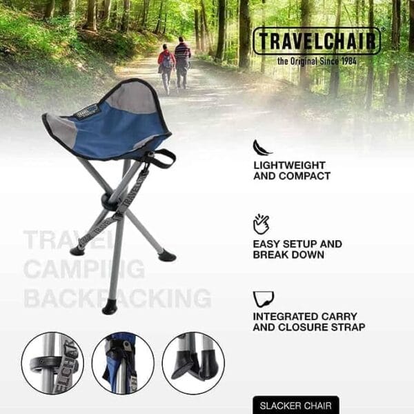 Travel Chair Slacker Tripod Chair for Camping, Lightweight Chair, Adjustable Carry Strap for Easy Transport | Oversized Duck Feet for Improved Stability | Perfect for Outdoor Adventures (Black) - Image 4