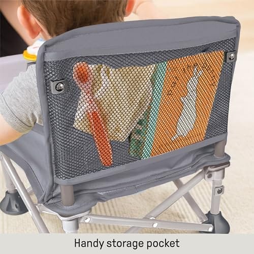 Summer by Bright Starts Pop 'N Sit Portable Booster Chair, Floor Seat, Indoor/Outdoor Use, Compact Fold, Grey, 6 Mos - 3 Yrs - Image 7