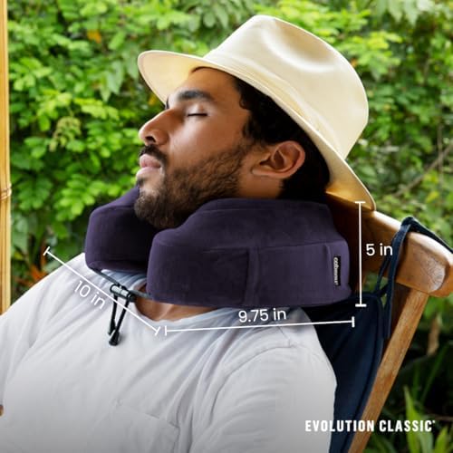 Cabeau Neck Pillow for Airplane Travel – Evolution Classic – Memory Foam U Shaped Design – Supportive for Sleeping with Adjustable Support Clasp (Midnight Black) - Image 5
