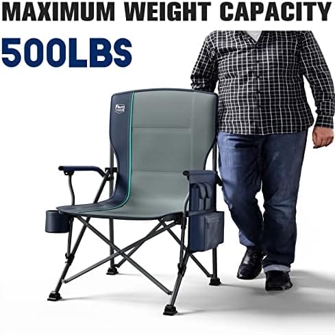 TIMBER RIDGE Oversized Folding Camping Chair High Back Heavy Duty for Adults Support up to 500lbs with Cup Holder, Side Pocket Cooler Bag - Image 6
