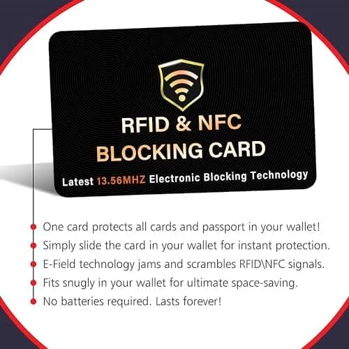SaiTech IT 5 Pack RFID Blocking Card, One Card Protects Entire Wallet Purse, NFC Contactless Bank Debit Credit Card Protector ID ATM Guard Card Blocker–(Black) - Image 6