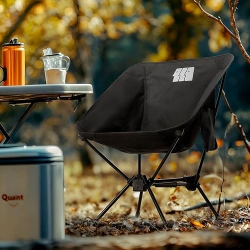 Lightweight Camping Chair, Portable Camping Chair with Carry Bag for Adults, Low Back Folding Compact Outdoor Chair for Backpacking, Hiking, Beach Garden, Picnic, and Travel (Black) - Image 8