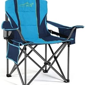 FAIR WIND Oversized Fully Padded Camping Chair with Lumbar Support, Heavy Duty Cooler Bag Fold Chair Support 450 LBS, Green