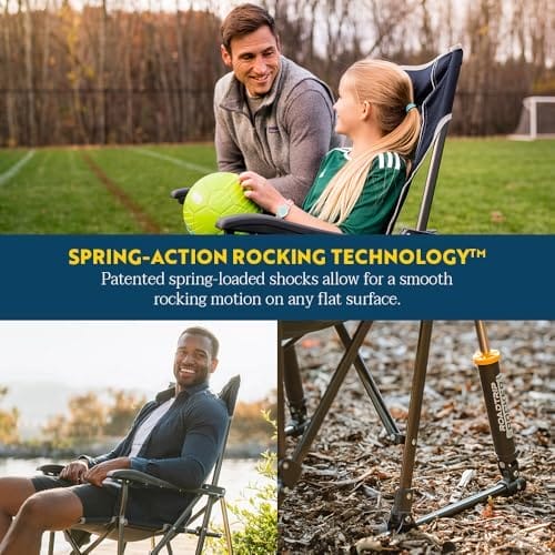 GCI OUTDOOR Roadtrip Rocker Camping Chair | Portable, Folding Rocking Chair with Solid, Durable Armrests, Drink Holder & Comfortable Extended Backrest — Hunter Green - Image 4