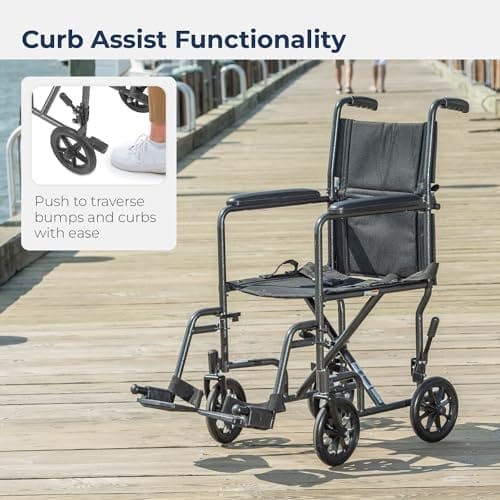 Drive Medical TR37E-SV Lightweight Folding Transport Wheelchair with Swing-Away Footrest, Silver - Image 5