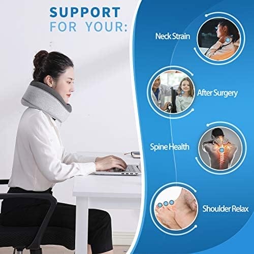 Travel Neck Pillow Chin Support Pillow Adjustable 100% Pure Memory Foam Pillow for Home, Airplanes & Car, New Ergonomic Design Soft Best Full Neck Surround Pillow Sleep (Grey) - Image 3