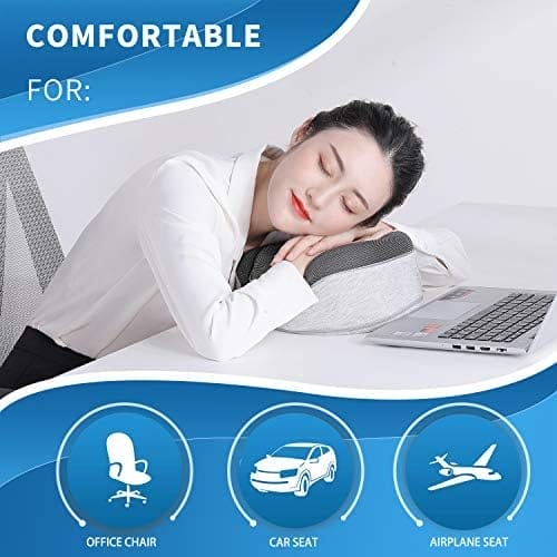 Travel Neck Pillow Chin Support Pillow Adjustable 100% Pure Memory Foam Pillow for Home, Airplanes & Car, New Ergonomic Design Soft Best Full Neck Surround Pillow Sleep (Grey) - Image 5