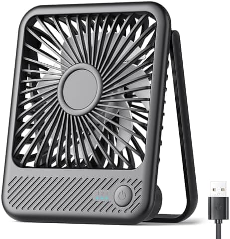 Koonie USB Desk Fan, Strong Wind Ultra Quiet Small Personal Fan with 180° Tilt Folding and 3 Speeds Adjustable, USB-C Corded Powered Mini USB Fan for Office Desktop Bedroom, NO BATTERY