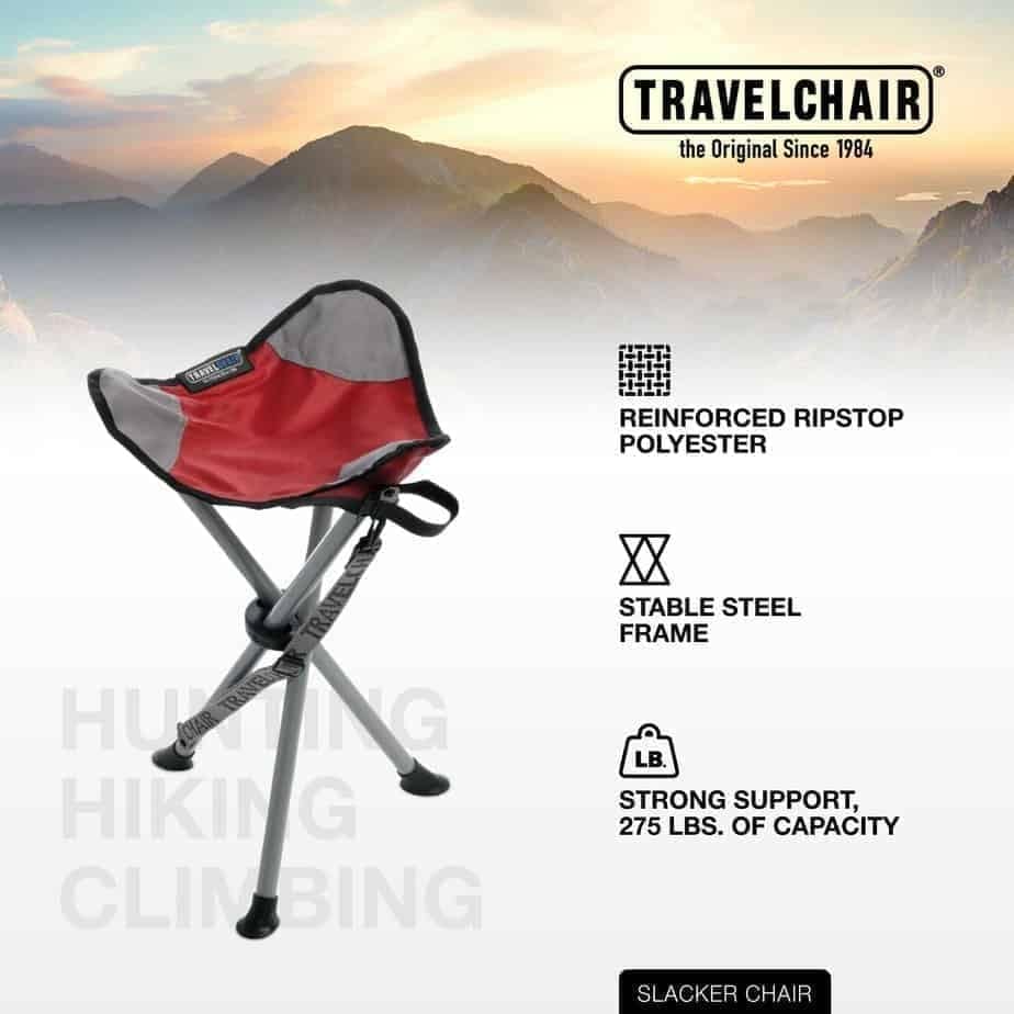 Travel Chair Slacker Tripod Chair for Camping, Lightweight Chair, Adjustable Carry Strap for Easy Transport | Oversized Duck Feet for Improved Stability | Perfect for Outdoor Adventures (Black) - Image 8
