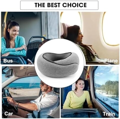 RURING Travel Pillows for Airplanes, Travel Neck Pillow Travel Pillow, Neck Pillow Airplane Memory Foam 360 Degree Support Stowable Pillows for Airplanes Offices and Cars (Dark Gray) - Image 7