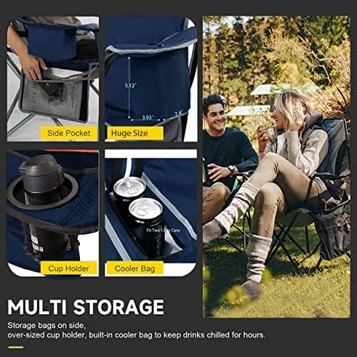 FAIR WIND Oversized Fully Padded Camping Chair with Lumbar Support, Heavy Duty Cooler Bag Fold Chair Support 450 LBS, Green - Image 7