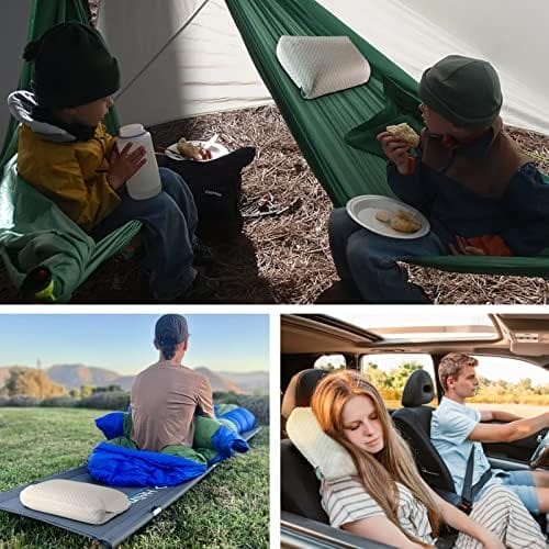 Camping Pillow Lightweight, Easy to Carry, Memory Foam Travel Pillow, Backpacking Pillows, Portable Pillows with Travel Storage Bag, Removable Pillow Cover (White) - Image 6