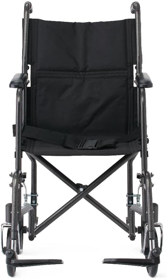 Black Hammertone Transport Chair, 19inch Seat, 300lbs Weight Capacity, Lightweight - Image 4