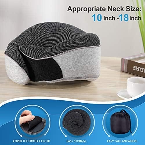 Travel Neck Pillow Chin Support Pillow Adjustable 100% Pure Memory Foam Pillow for Home, Airplanes & Car, New Ergonomic Design Soft Best Full Neck Surround Pillow Sleep (Grey) - Image 7