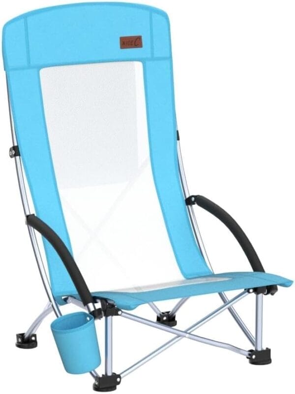 Nice C Beach Chair, Beach Chairs for Adults 2 Pack w/Cooler Compact High Back, Cup Holder & Carry Bag & Heavy Duty Outdoor, Camping, BBQ, Travel, Picnic, Festival (Set of 2 Blue) - Image 5