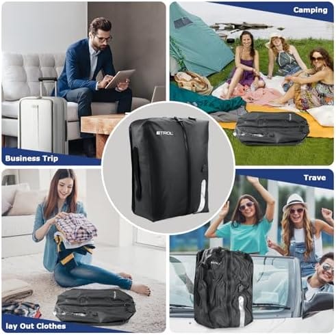 TPU Vacuum Bag for Travel, 70D Nylon Reusable Compression Bag with IP67 Waterproof Zipper, Compression Packing Cubes for Clothing(Gray-2 PCS + PUMP) - Image 8