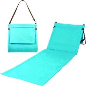 Portable Beach Mat Lounge Chair and Tote (Plain Blue)