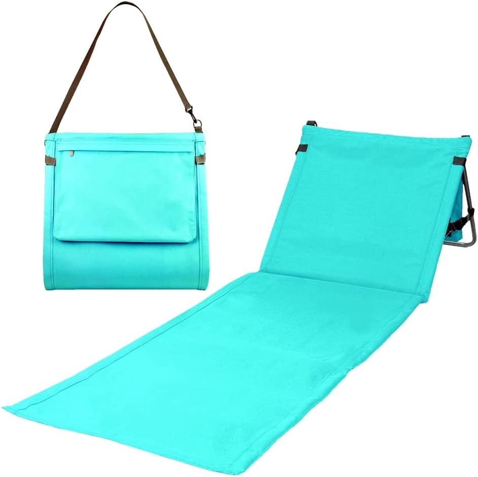 Portable Beach Mat Lounge Chair and Tote (Plain Blue)