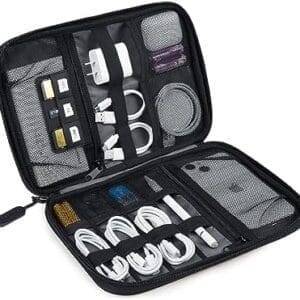 BAGSMART Electronics Travel Organizer Case, Tech Accessories Cord Storage Bag for Phone, Power Bank, SD Card, Cables, Black