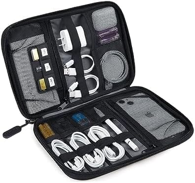 BAGSMART Electronics Travel Organizer Case, Tech Accessories Cord Storage Bag for Phone, Power Bank, SD Card, Cables, Black