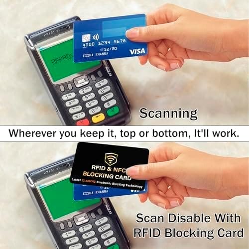 SaiTech IT 5 Pack RFID Blocking Card, One Card Protects Entire Wallet Purse, NFC Contactless Bank Debit Credit Card Protector ID ATM Guard Card Blocker–(Black) - Image 5