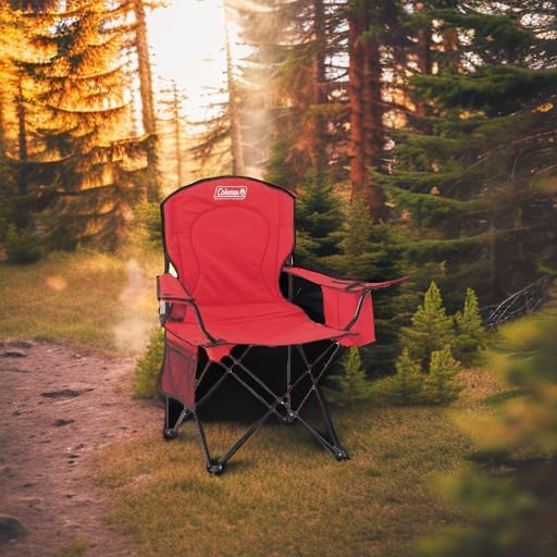 Coleman Portable Quad Camp Chair with 4-Can Cooler, Cushioned Seat & Back with Side Pockets & Cup Holder, Carry Bag Included - Image 5