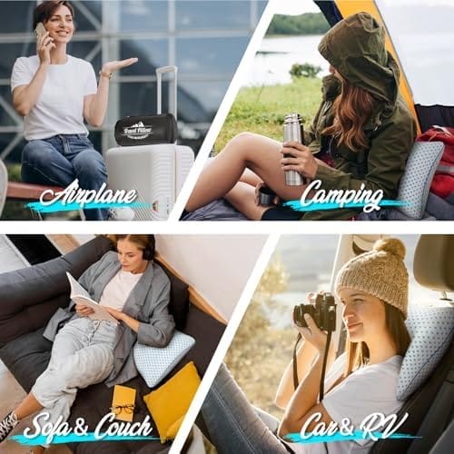 Small Cooling Shredded Memory Foam Pillow for Travel & Camping, Compressible Adjustable Gel Bed Pillow Washable Cover, Medium-Firm Contoured Support, Ideal Sleeping,Car, Airplane,Toddler, Backpacking - Image 3