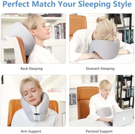 Neck Pillow Airplane, 2025 Upgraded Memory Foam Travel Pillow, Travel Essentials with 3D Eye Masks, Earplugs and Portable Drawstring Bag, Airplane Pillow for Travel, Home, Office, and Gaming - Image 8