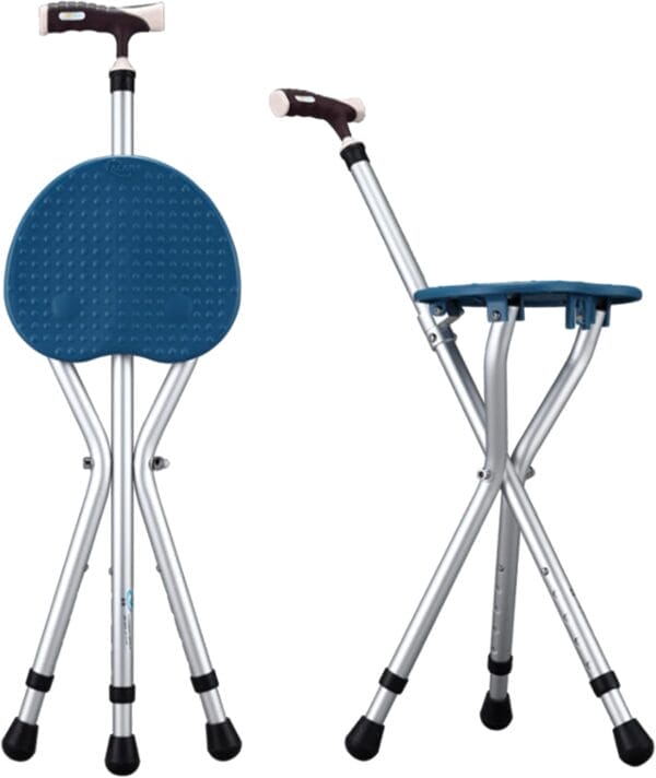 Hold 440 lbs Folding Canes with Seat Walking Stick Height Adjustment Cane Seat Capacity Frosted Handle with Magnetic Therapy Stone Massage Crutches Stool