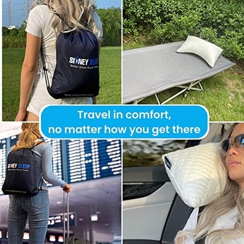 Sidney Sleep Set of 2 Mini Travel Size Neck Pillows - Knee Pillow - Back Lumbar Support - Curved Bed Pillow - 14 x 19 Inches - Adjustable Loft - Carry Backpack Included (White 2 Pack Mini) - Image 2