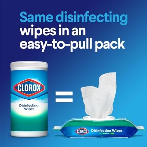 Clorox Disinfecting Wipes, Bleach Free, Household Essentials, Fresh Scent, Moisture Seal Lid, 75 Cleaning Wipes, Pack of 3 (New Packaging) - Image 3