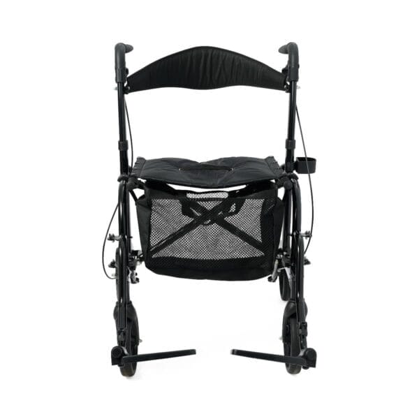Medline Walker Wheelchair Combo, Rollator Walker for Seniors with Seat, Foldable Transport Chair with Footrests, 300 lb Capacity, Breathable Nylon, 18" Wide Seat, Black - Image 3