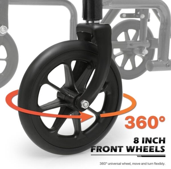 monicare Wheelchairs for Adults 16 inch Seat Folding Compact Transport Chair with Loop-Lock Handbrakes and Back Folds Down Foldable Lightweight Wheel Chair for Storage, 250 lbs Capacity, Black - Image 10