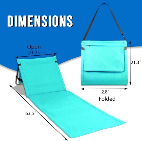 Portable Beach Mat Lounge Chair and Tote (Plain Blue) - Image 3