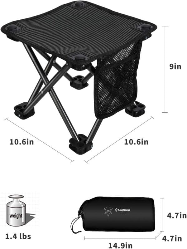 KingCamp Camping Stool Small Protable Folding Stool Mini Lightweight Backpacking Slacker Chair for Outdoor Camping Hiking Fishing Traveling Picnic - Image 3